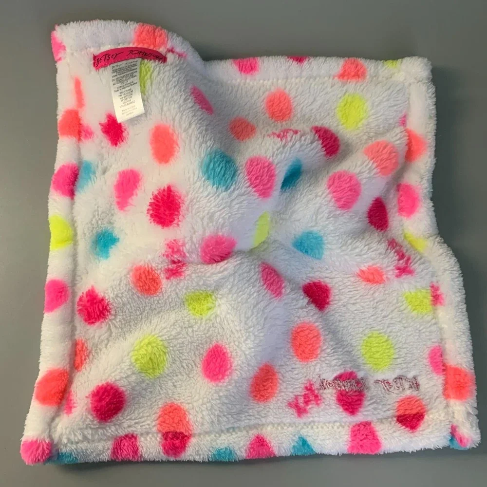Betsey Johnson Baby Lovey Security Blanket Neon Polka Dot Sun Plush BJ94652